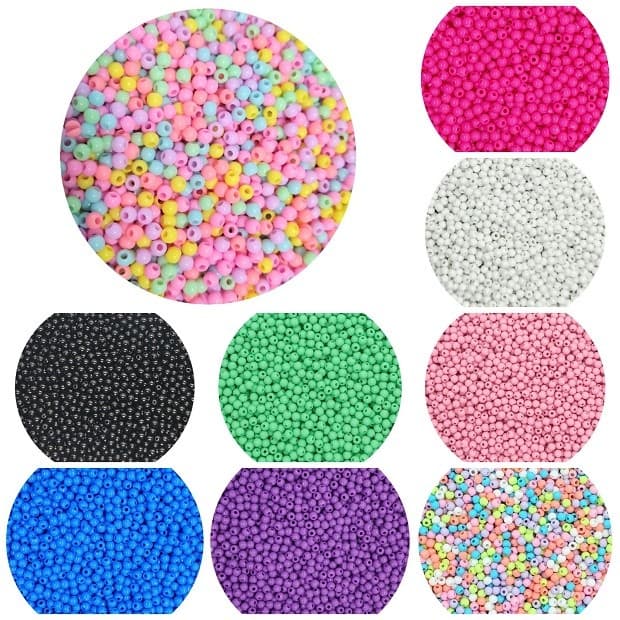 Bola Lisa Leitosa Plástico 4mm 600 Unidades Candy Color Miçanga Bijuteria Entremeio
