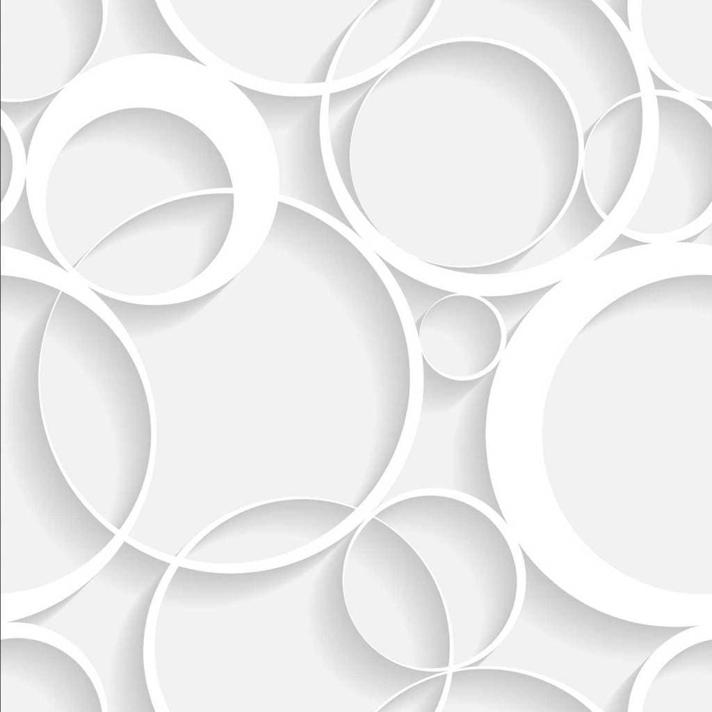 Papel de Parede Decorativo Anéis 3D Brancos Sombreados 3,3mx0,50m