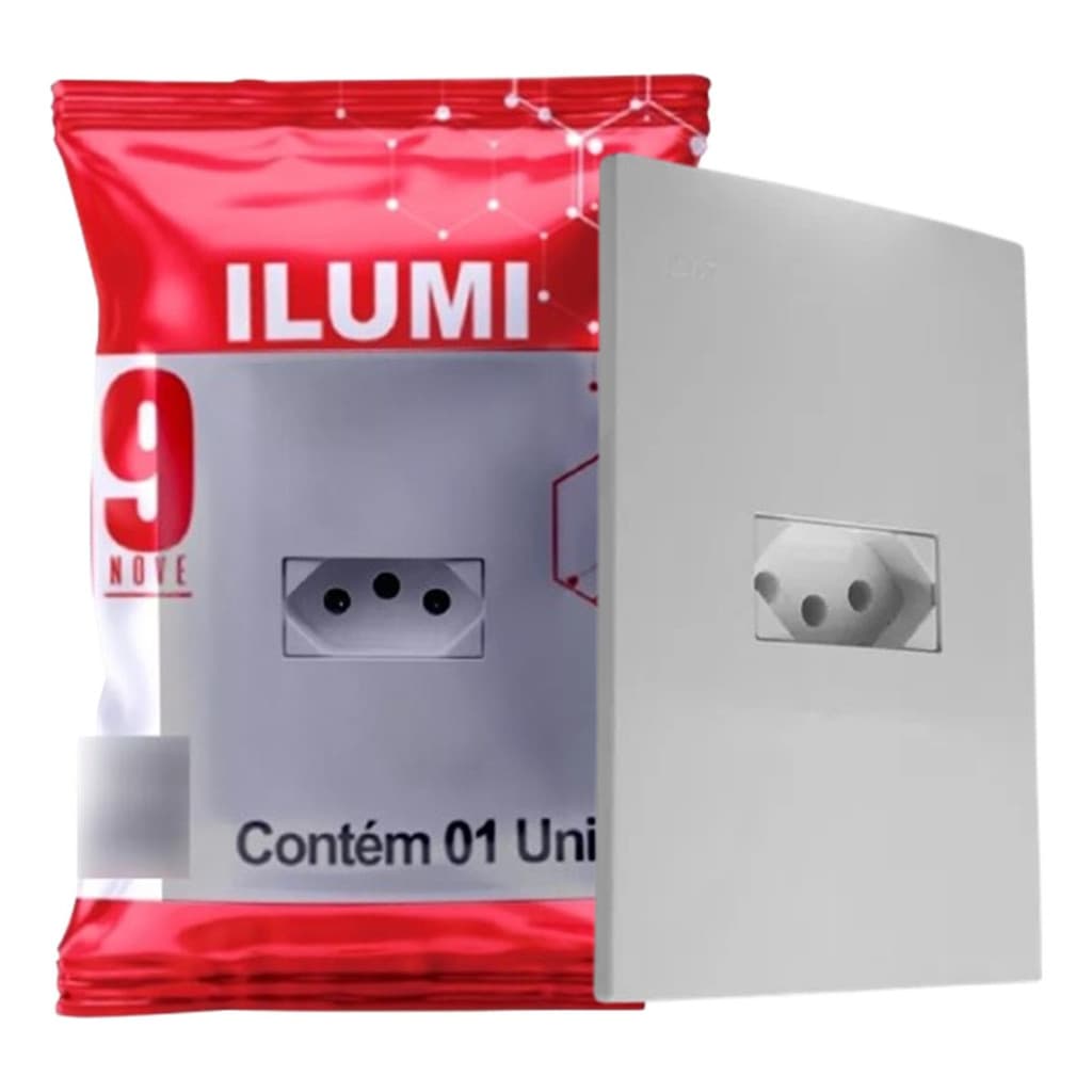 Conjunto De Tomada 10a Com Placa Linha Ilumi I9 Bivolt Luxo