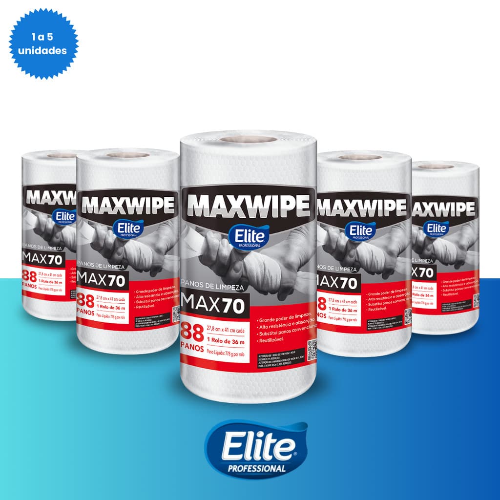 Pano De Limpeza Reutilizável Maxwipe Max70 88 Folhas