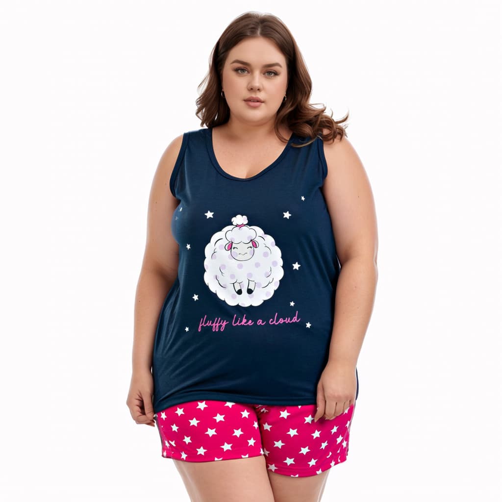 Pijama Feminino Plus Size Regata e Short Baby doll Verão Pijama Plussize Baby doll Verão Regata