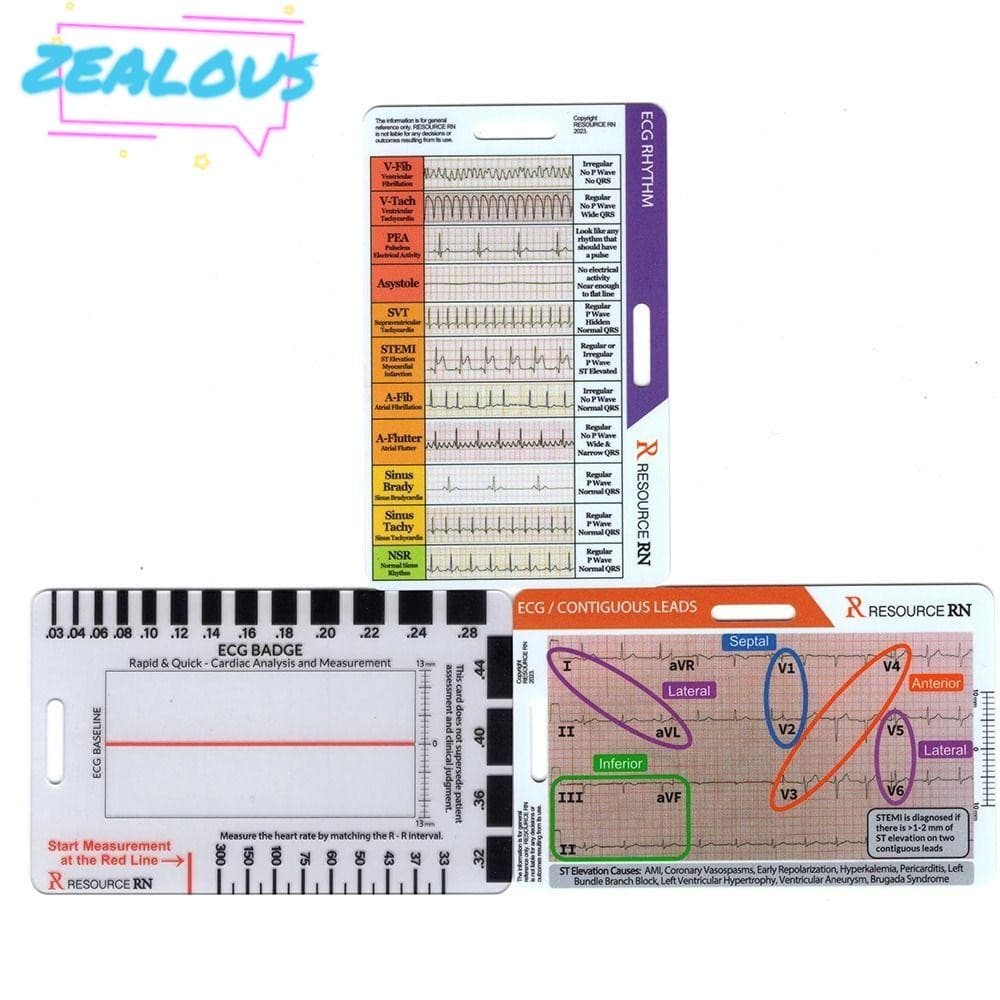 ZEALOUSSS ECG Régua De 7 Passos , Pinças De EKG De Plástico Vertical Horizontal , De Interpretação Portátil
