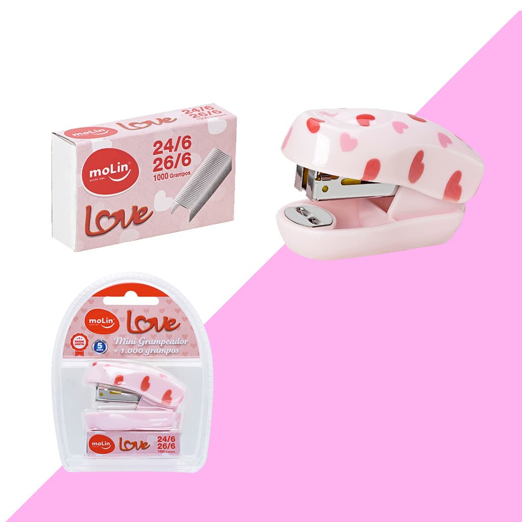 Mini Grampeador Love Heart + 1.000 Grampos Molin