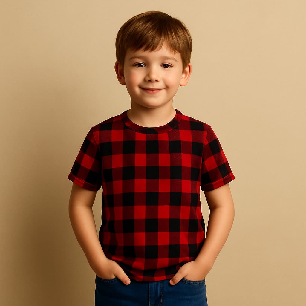 Camiseta Xadrez Manga Curta Sullins Meninos Infantil Arraia