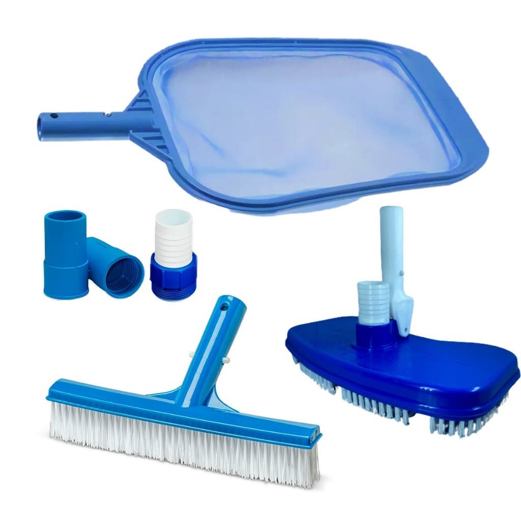 Kit Aspiração Para Piscina de Fibra Vinil e Alvenaria - Aspirador Escova Reta e Peneira