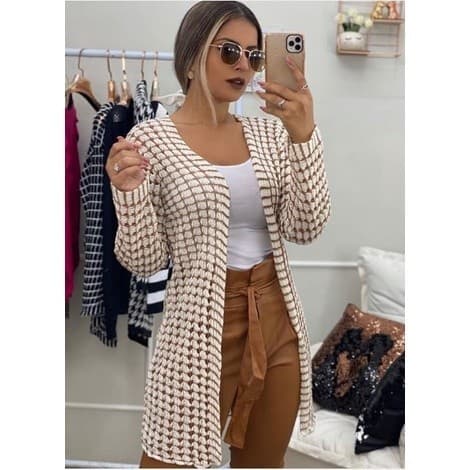 Kimono Cardigan Casaco Feminino Saida de Praia Blusa Linda Moda Vazadinha Tendência 2023