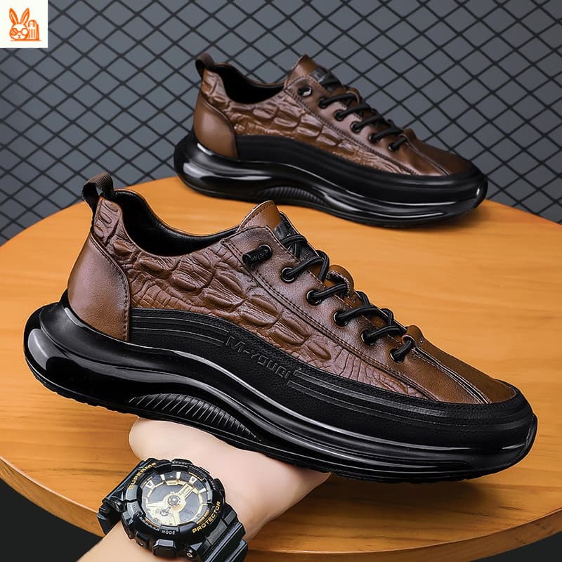 Luz 2024 Novo Estilo dos homens Sapatos Confortável Borracha Elastic Sneakers Crocodilo Padrão Casual Grosso Primavera O