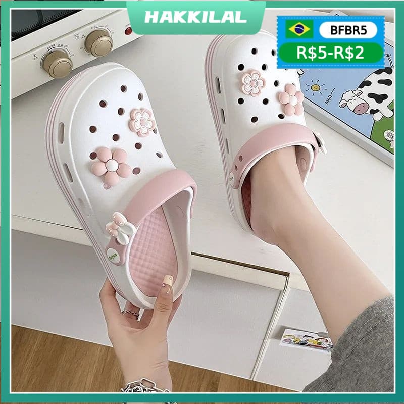Tamancos Femininos Buraco Sapatos Confortáveis Caverna Jardim Sandálias De Sola Macia Interior Antiderrapante