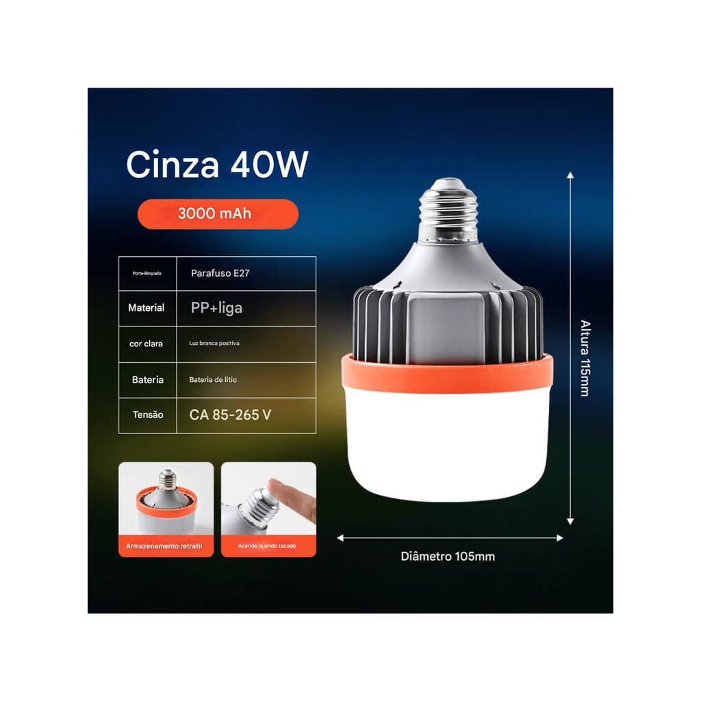 Lâmpada LED com base retrátil, lâmpada com falta de energia doméstica, 27 parafusos