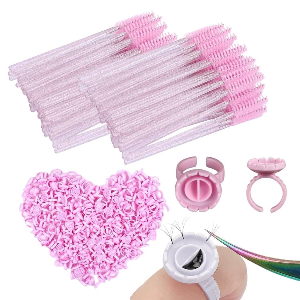 100 Porta Cola + 100 Escovas Cílios e Sobrancelhas – Kit Profissional para Lash Designer de Cílios