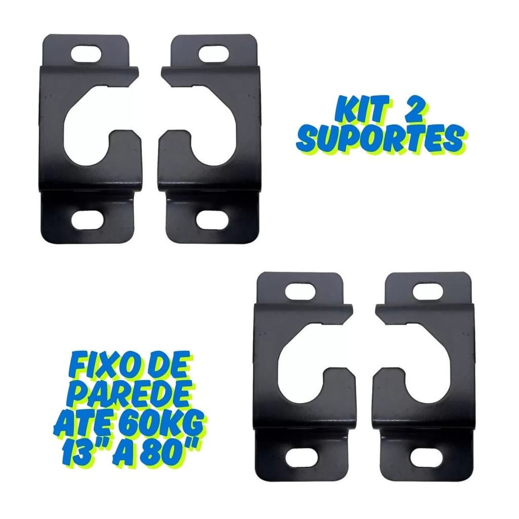 Kit 2 suporte fixo de tv monitor de metal para parede 13" a 80 lcd-800 60kg vesa universal economia
