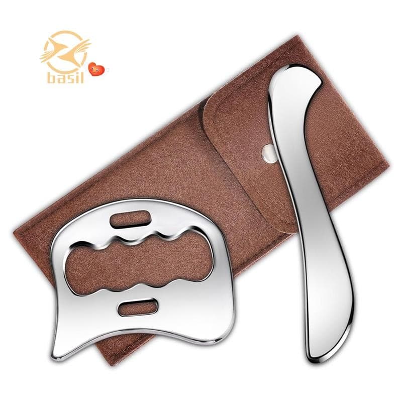 Iastm Tools 2 Em 1 Ferramenta Gua Sha De Aço Inoxidável , De Raspagem Miofascial Para Fisioterapia Massagem De Tecido Ma