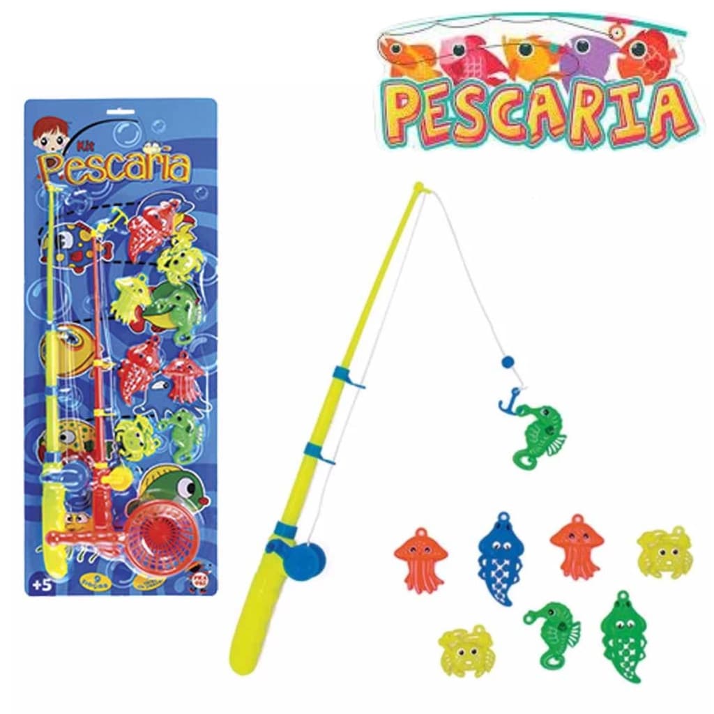 Kit Pescaria De Brinquedo Pega Peixe Vara  Molinete Gincana