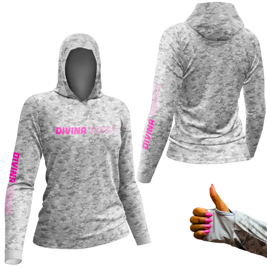 Camiseta Esportiva Com Proteção UV 50+ Com Luva Divina Pesca