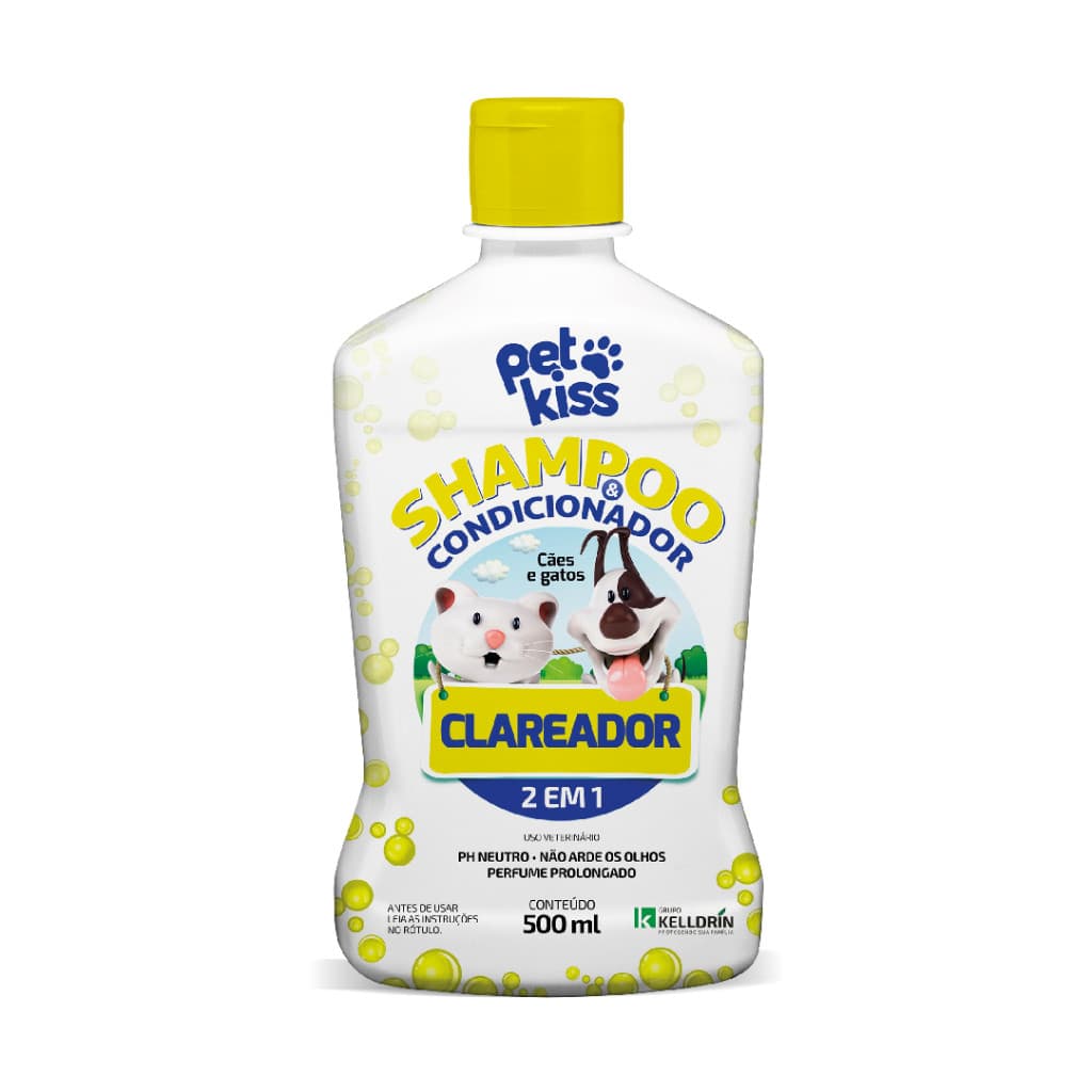 Shampoo e Condicionador Clareador Pet Kiss Kelldrin 500ml