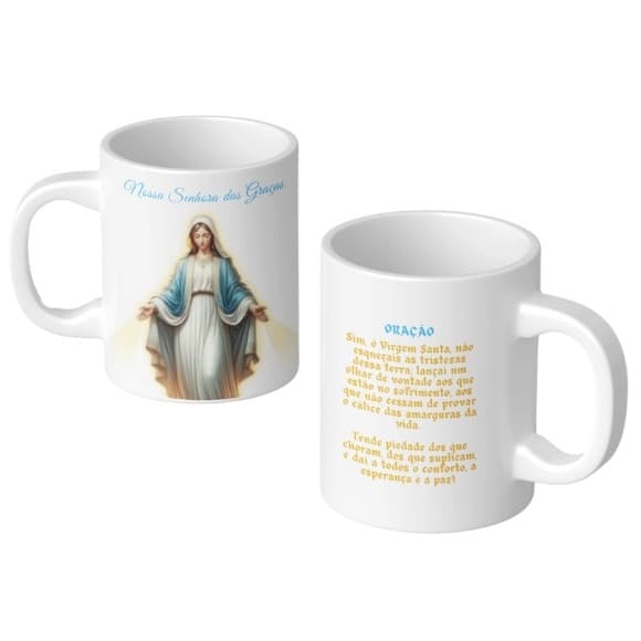 Caneca Religiosa Nossa Senhora Das Graças com Oração
