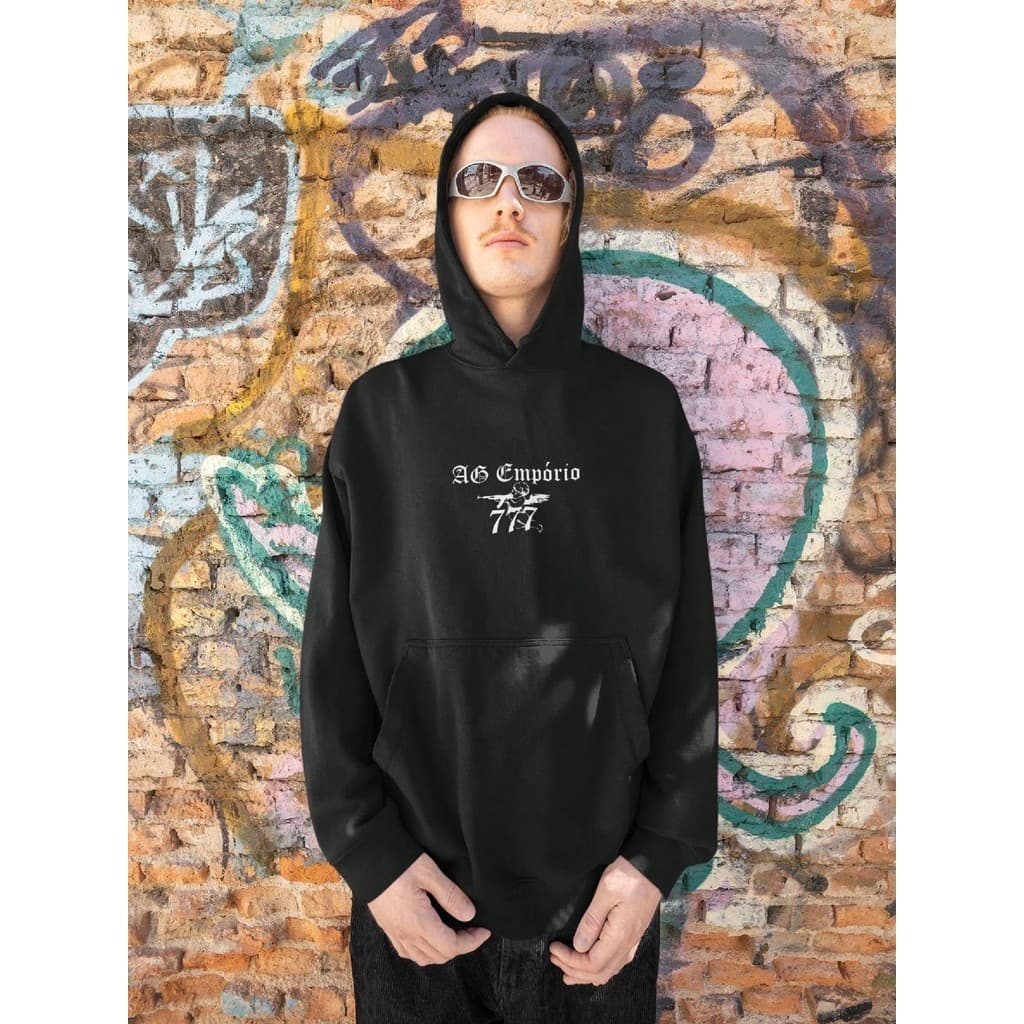 Blusa Moletom Canguru Estilo de Rua 777 AG Empório