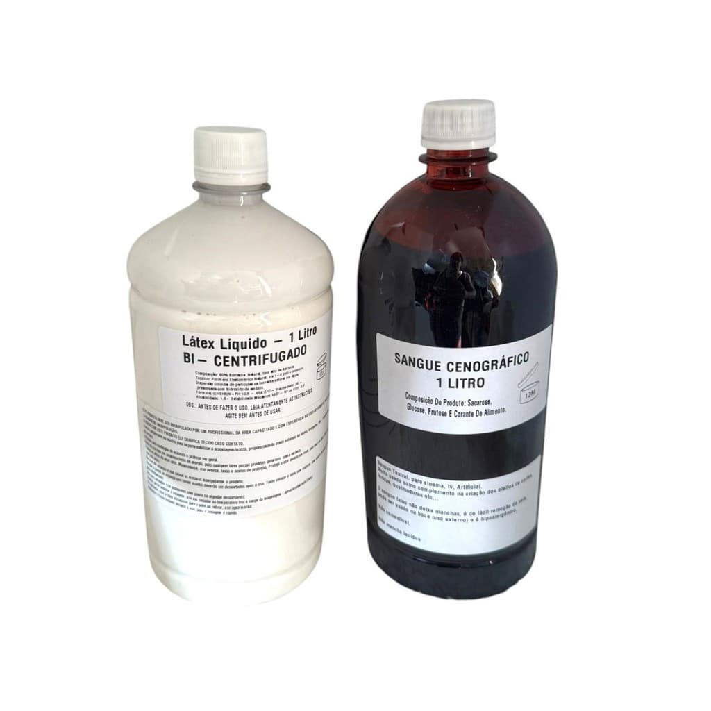 Kit Maquiagem Latex de 1 Litro + Sangue Falso 1 Litro terror