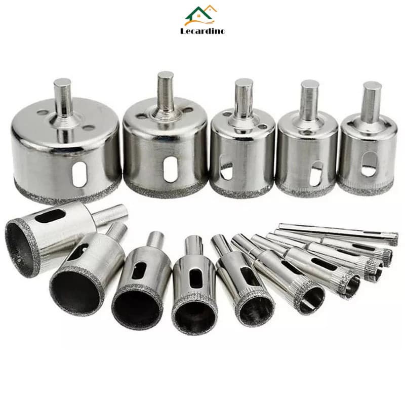 Jogo 15 Brocas Diamantadas Serra Copo furar Vidro Granito Ceramica 6 a 50 mm kit ferramentas