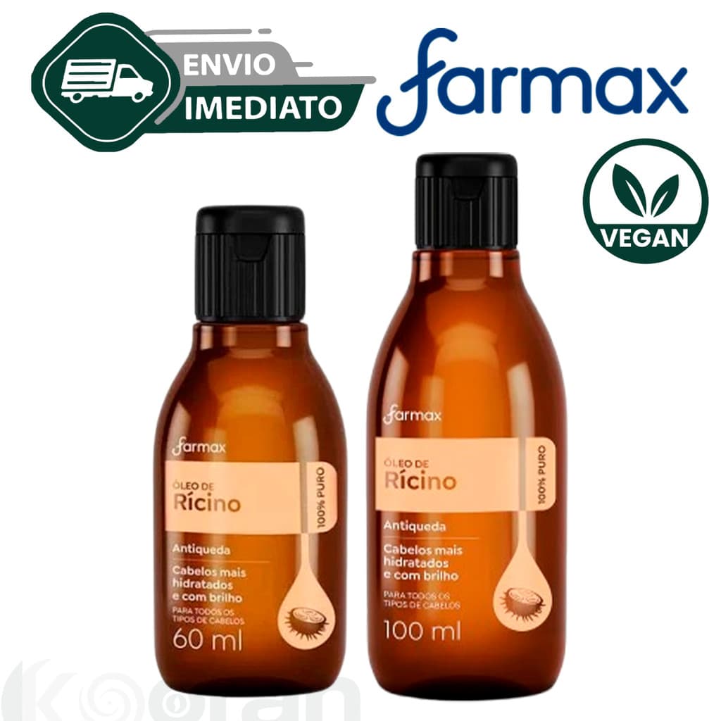 Óleo de Ricino 100% Puro Capilar Farmax 60 ou 100ml Vegetal Crescimento Queda Envio Imediato