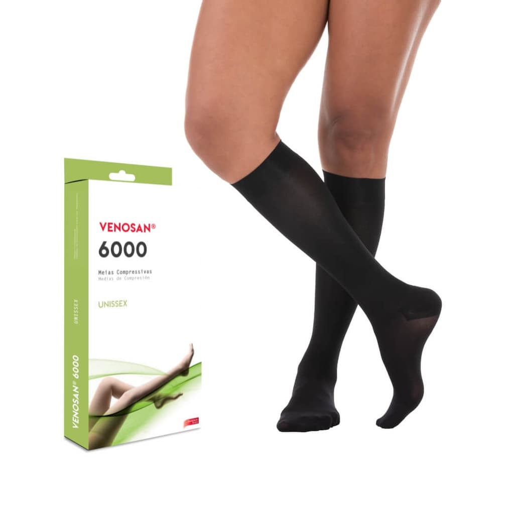 Meia Venosan 6000, 20-30 mmHg, 3/4 Panturrilha Cor: Preto