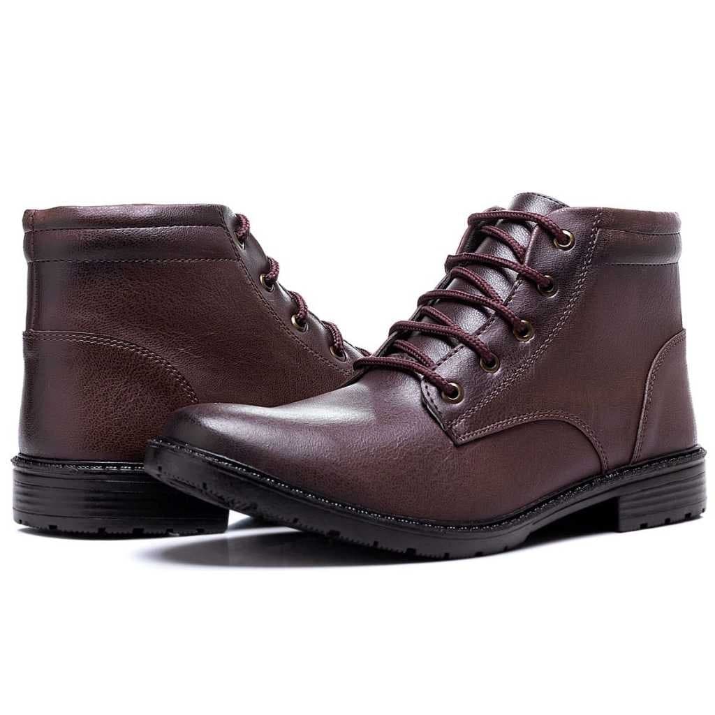 Coturno Marrom Masculino Cano Curto Estilo Urbano Casual Promoção