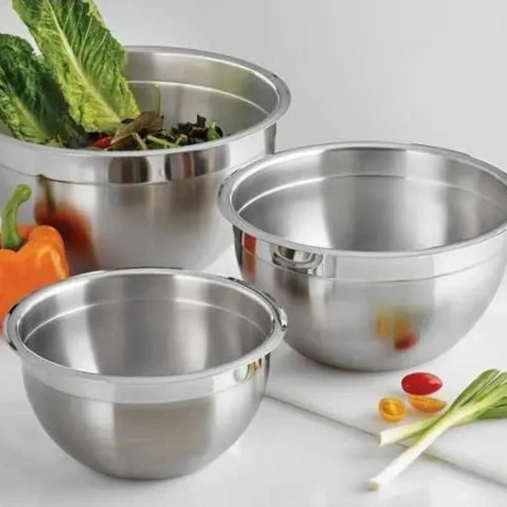 Tigela Inox Confeitaria Bolo Massa Salada Recipiente Bacia Preparo Pote Armazena Mexer Talheres Fuer
