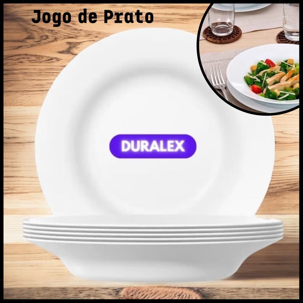 Jogo de Prato Fundo Duralex Opaline Menu fundo 23cm kit de prato Nadir conjunto de prato vidro temperado