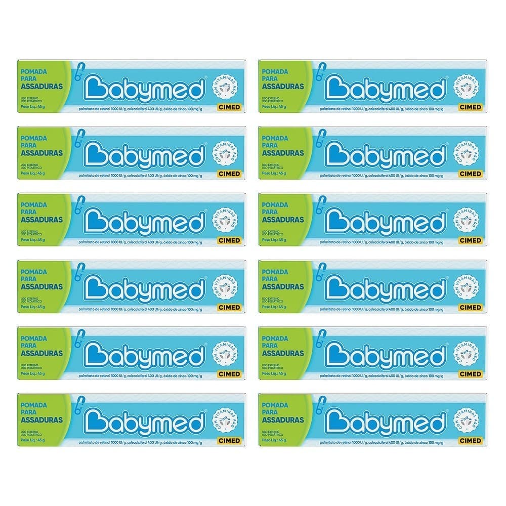 Kit 12 Pomadas Babymed Azul Preventivo de Assaduras - 45g Cada