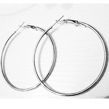 Par (2) de Brincos Feminino Argola BrincoMédio 5cm Prata