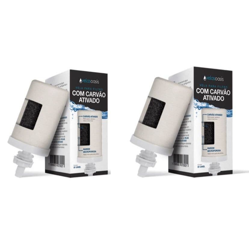 Kit Purificador de Água - 2 Velas de Carvão Ativado para Filtro de Barro