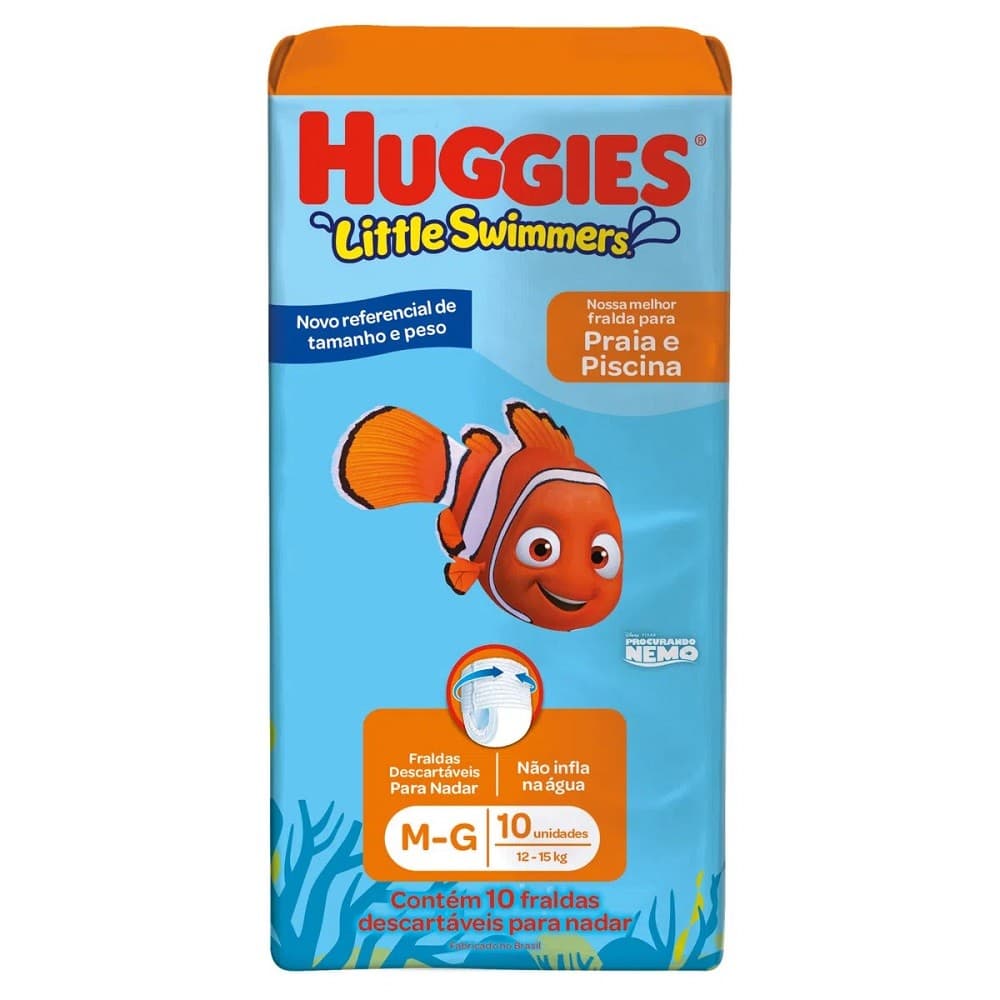 FRALDA PISCINA HUGGIES M/G 12 À 15 KG COM 10 UNIDADES