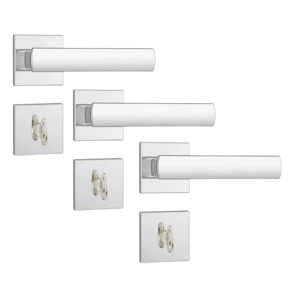 kit 3 Fechadura Porta Banheiro Chave Fixa Stam 823/35 Porta de Madeira/Alumínio Broca 40mm Polida