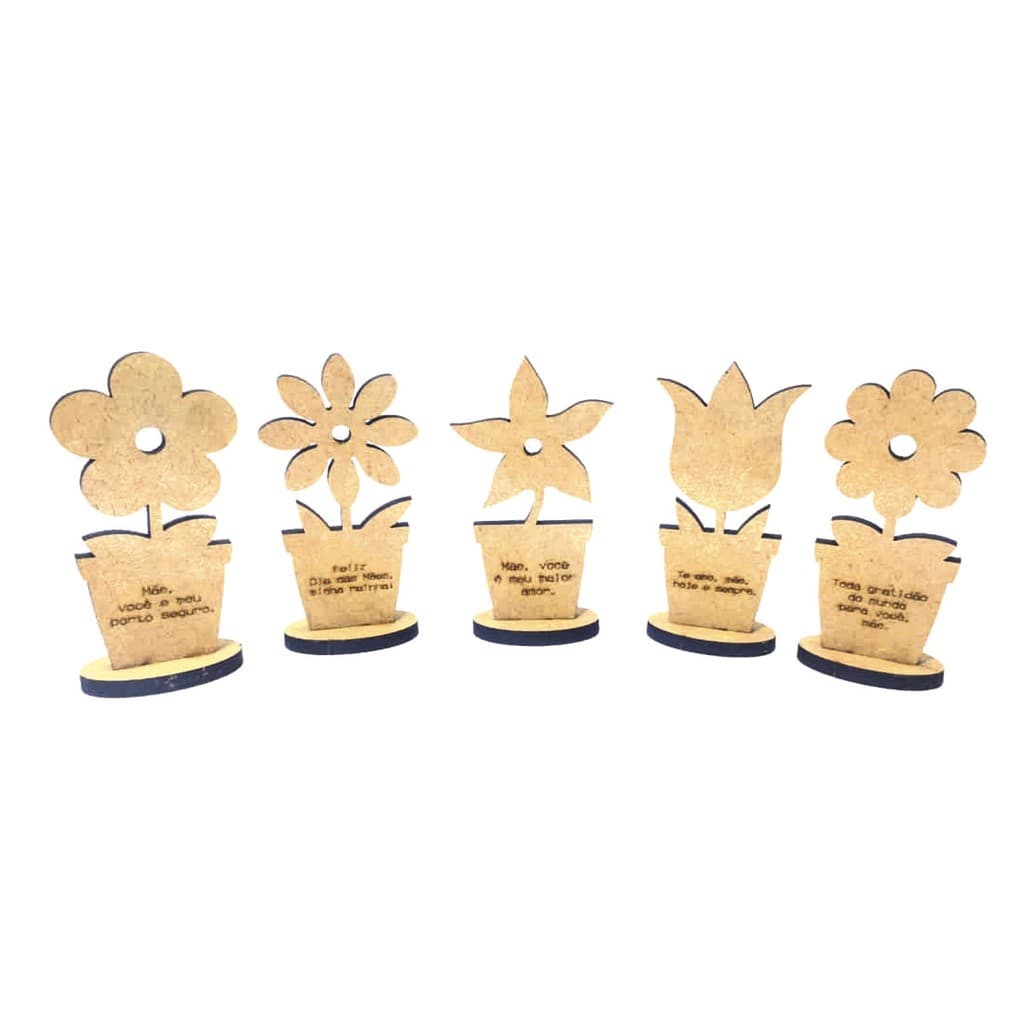 40 Lembrancinhas Dia Das Mães Modelo Vaso de Flores MDF Cru