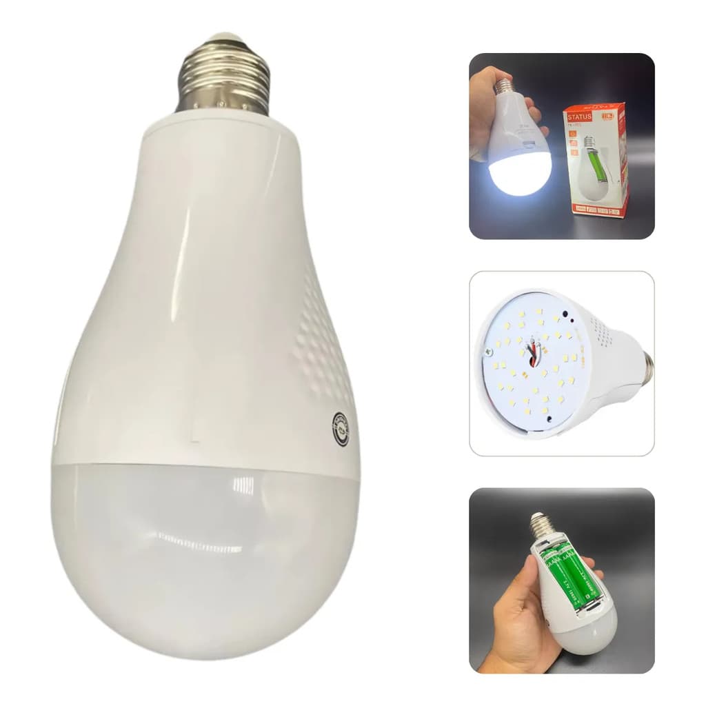 Super Lâmpada Recarregável de Emergência Branca LED Forte Inteligente de 20W