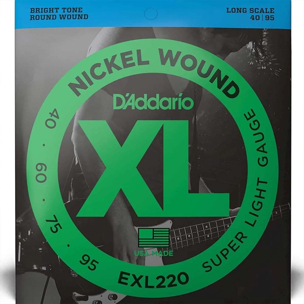 Cordas de baixo elétrico de níquel D'Addario EXL220 de 4 cordas