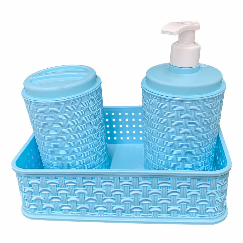 Kit Higiene Mãe e Bebê Azul Menino Com Porta Sabonete Porta Algodão Cesto Organizador

 - Monte Líbano
