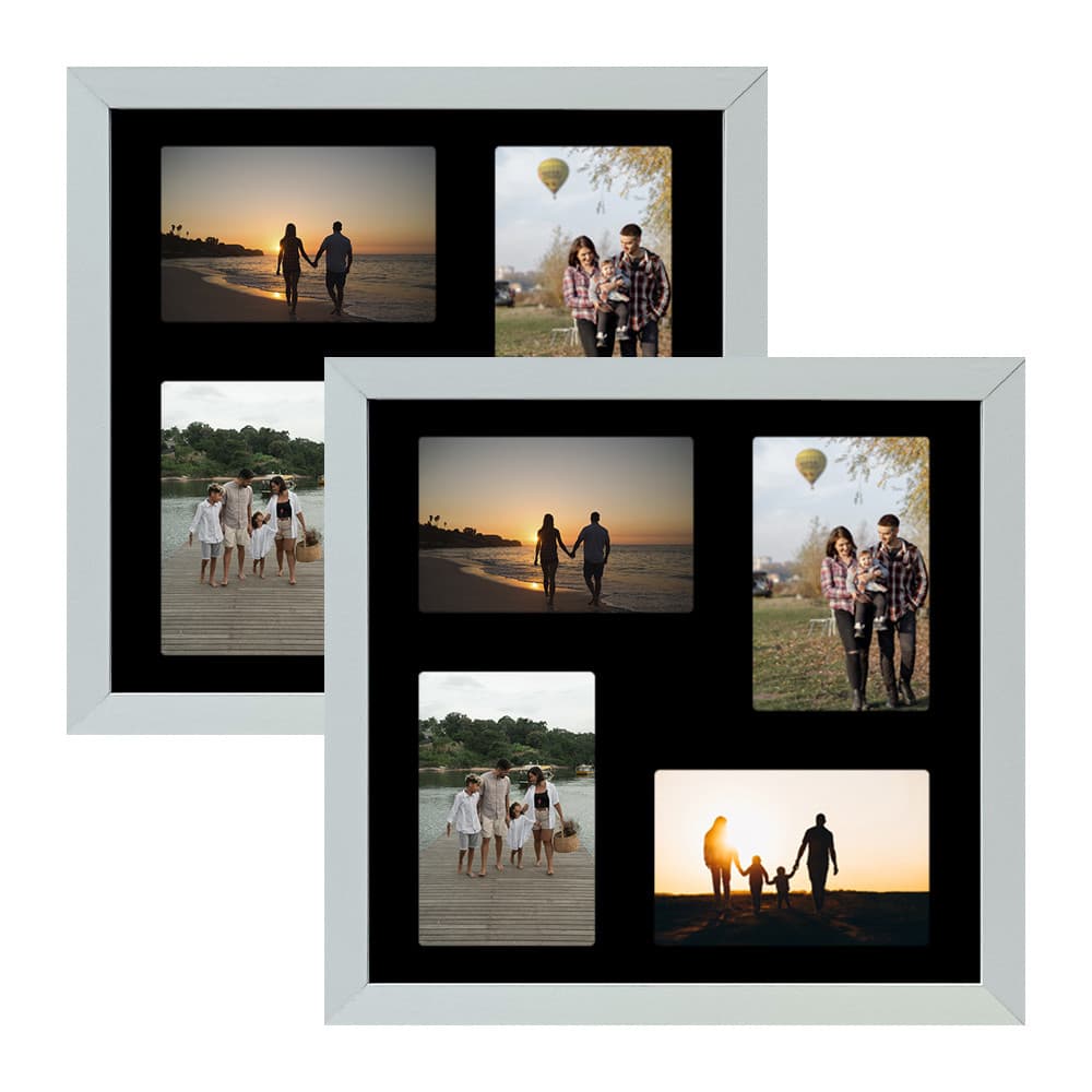 Kit 2 Quadros Porta Retrato Foto 10x15 Paspatur Preto 30x30