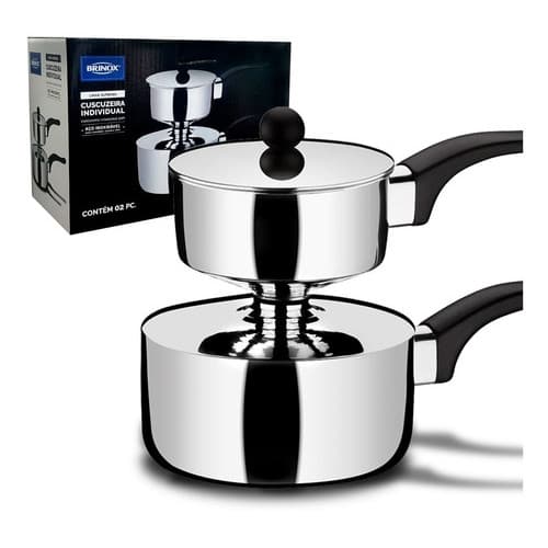 Cuscuzeira Individual Aço Inox 250ml Cuscuzeiro 16cm Indução Brinox