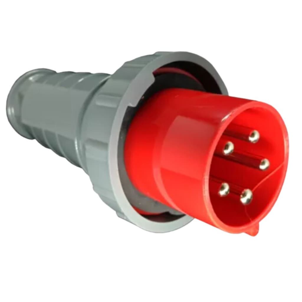 Plugue Macho Industrial 63A 3P+T 380v 6H Vermelho