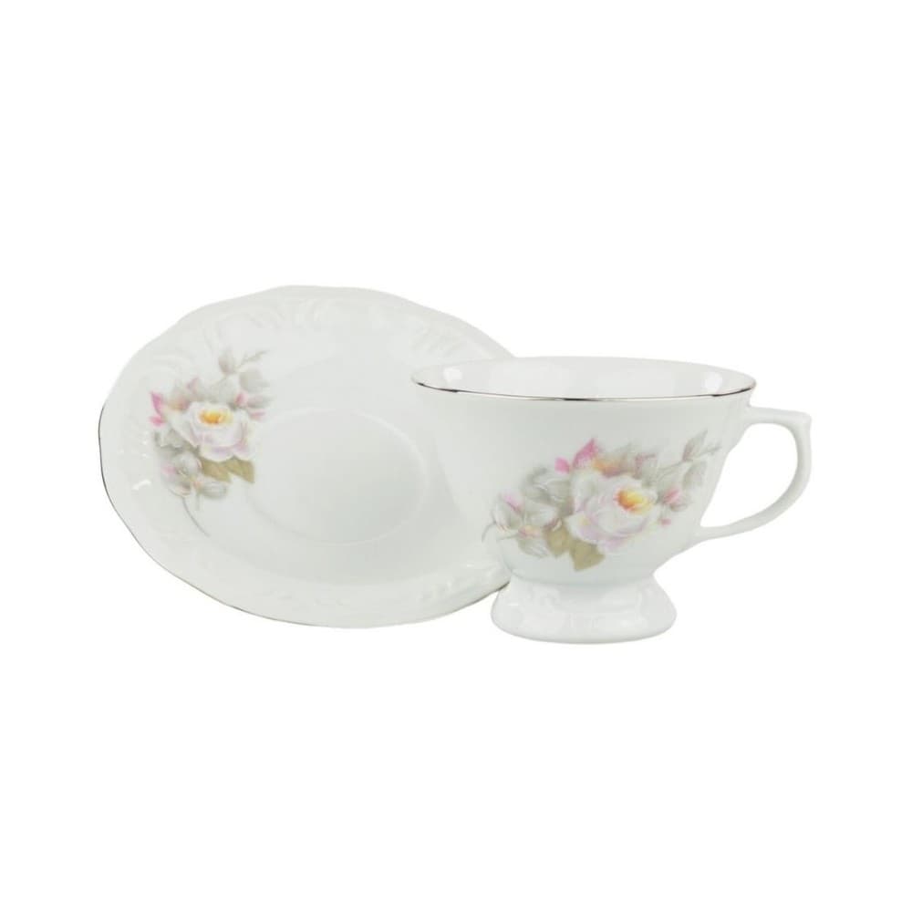 Xícara Chá Com Pires 200ml Porcelana Schmidt - Dec. Vitoria 0397