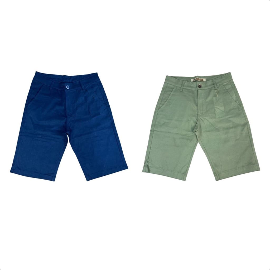 Kit Com 2 Bermudas Sarja Masculina De Alfaiataria Com Bolso Faca De Alta Qualidade Linha Premium