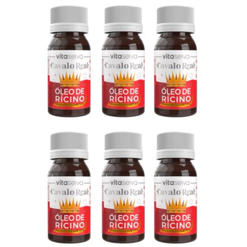 KIT 6 OLEO DE RICINO CRESCE CABELO FORTE CAVALO REAL PURO