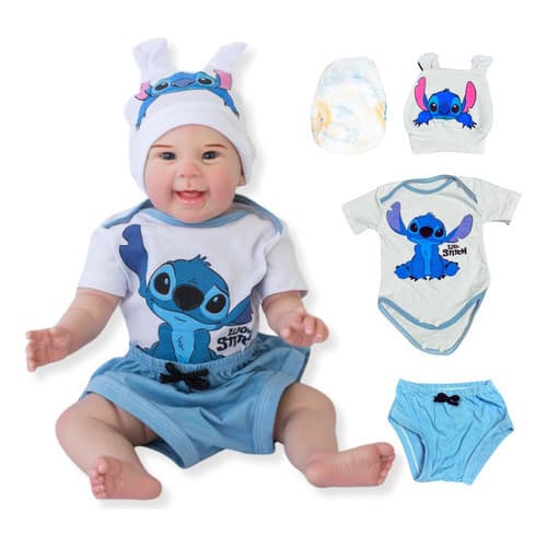Bebê Reborn Menino Boneco Realista De Silicone Stitch - Sucesso TikTok!