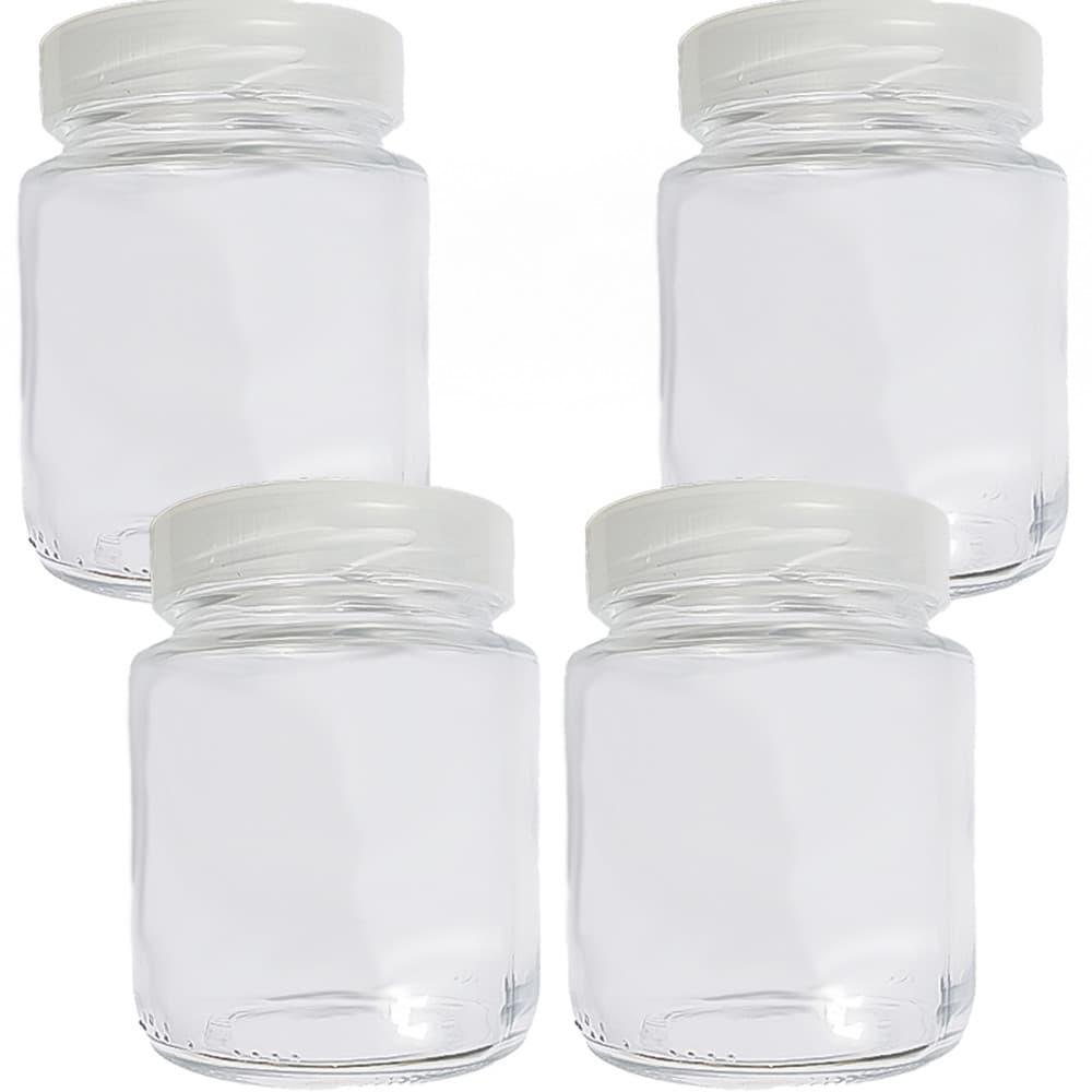 Kit 4 Potes de Vidro 240ml Armazenar Leite Materno Papinha