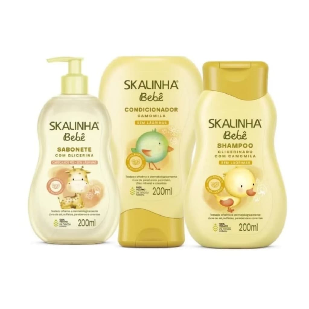 Kit Skalinha Shampoo 200ml Condicionador 200ml Camomila + Sabonete Glicerina 200ml