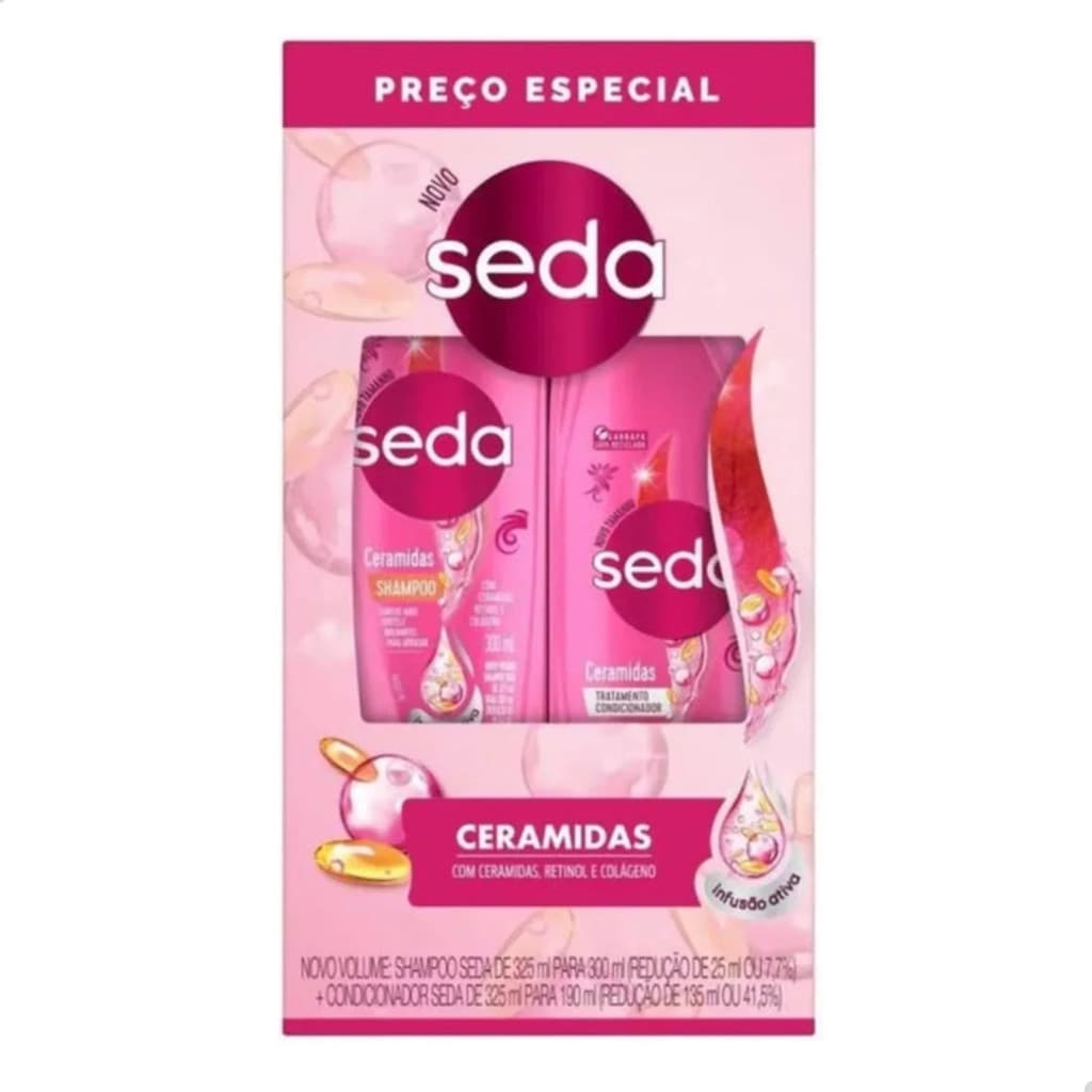 Kit Shampoo - 300 ml + Condicionador 190 ml - Seda Ceramidas kit Cabelo Seda Rosa