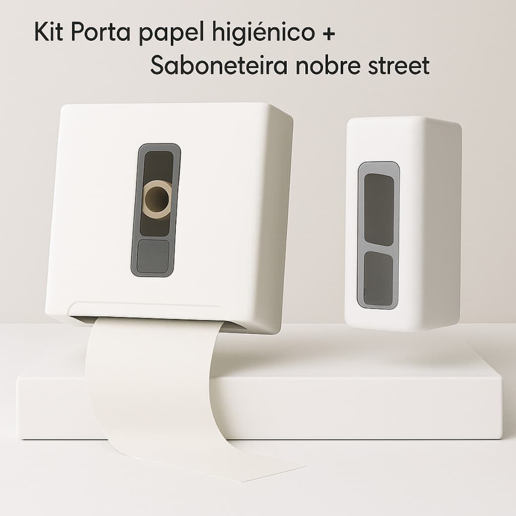 Kit Dispenser Nobre Street Papel Higiênico + Saboneteira Street Preta ou Branca