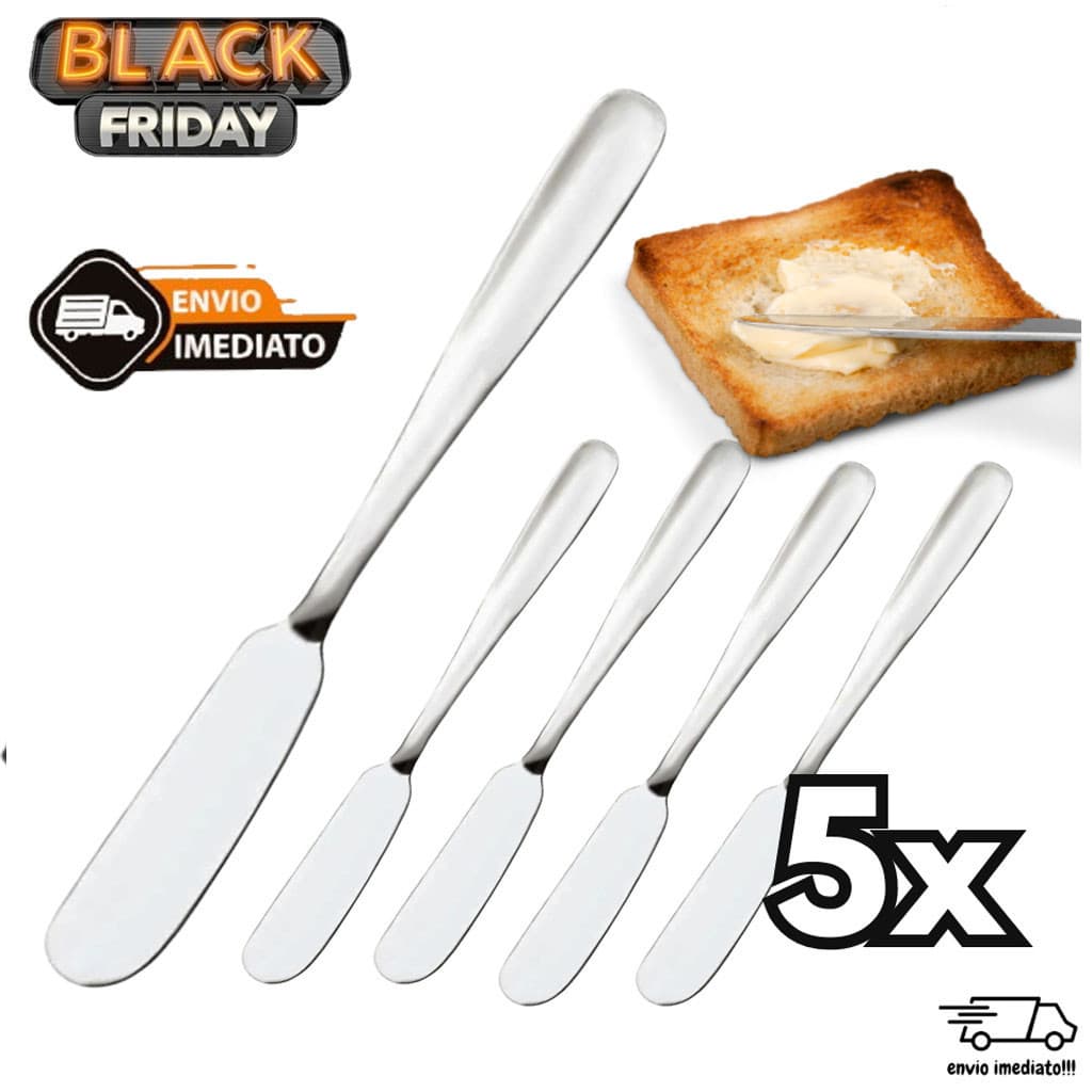 Kit 5 Espátulas Manteiga de Aço INOX 15Cm Para Geleia e Patê Molhos Cozinha Requeijão Multiuso leve
