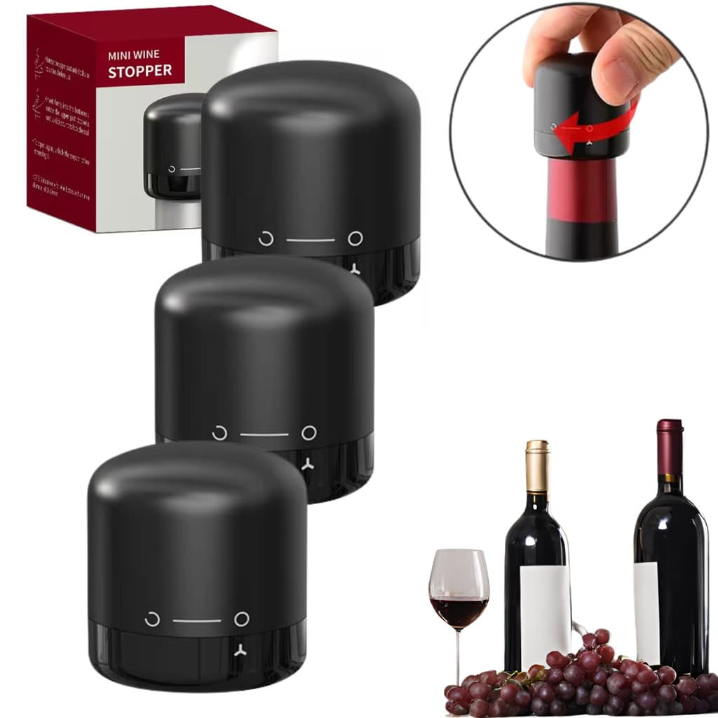 Kit 3 Tampa Vinho Rolha Garrafa Pressão Fechamento Vácuo Reutilizável Mini Stopper Preserva Sabor
